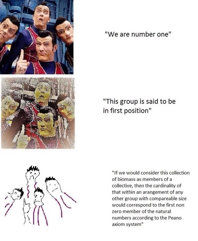 We Are Number One — Robbie Rotten meme with mathematical reasoning.