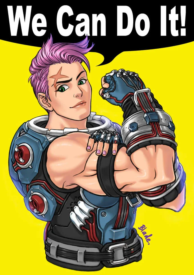We Can Do It — Anime schoolgirl recreating iconic flexing pose.