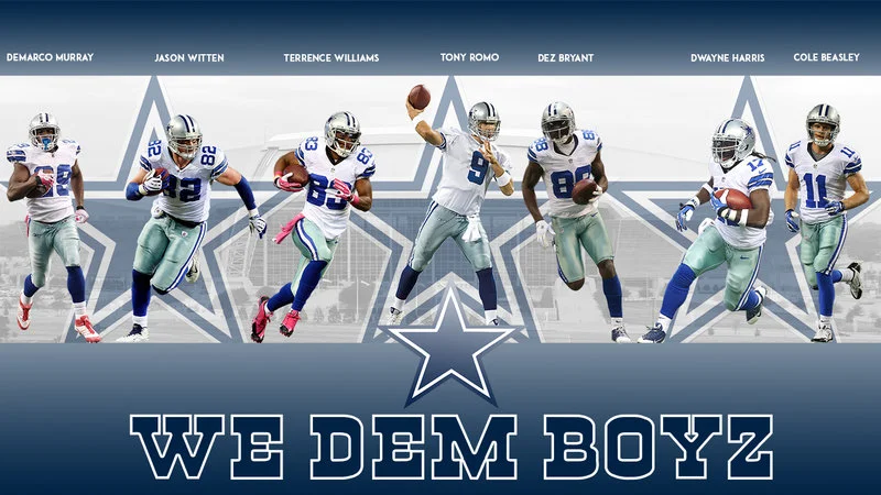 Dallas Cowboys players with 'WE DEM BOYZ' text overlay.