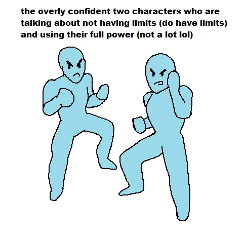 We Saiyans Have No Limits — Stick figure parody of confident Saiyans with irony.