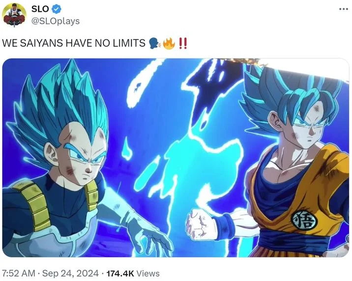 We Saiyans Have No Limits — Twitter post using canonical meme catchphrase.