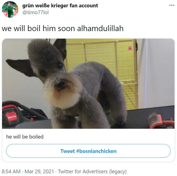 We Will Boil Him Soon Alhamdulillah — Twitter post with additional caption variation.