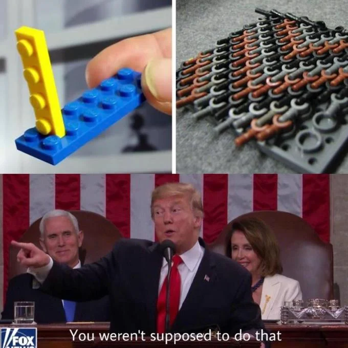 You Weren't Supposed to Do That — LEGO brick configurations with Trump reaction.
