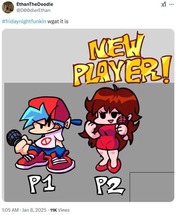 Wgat It Is Time Traveller What It Is — Friday Night Funkin new player tweet with wgat it is caption