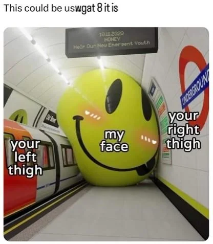 Wgat It Is Time Traveller What It Is — London Underground smiley balloon meme with wgat 8 it is caption