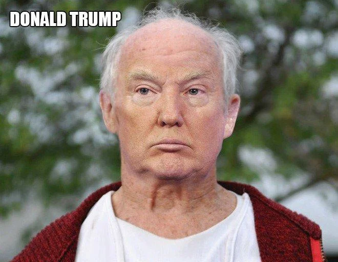 What Celebs Would Look Like Without Fame and Wealth Trend — Photo-manipulated image labeled 'Donald Trump' depicting the former president as an ordinary