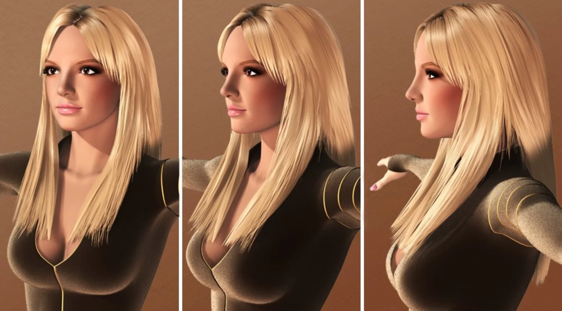 What Cleopatra May Have Looked Like — Three-view 3D render of a blonde woman claimed to depict Cleopatra