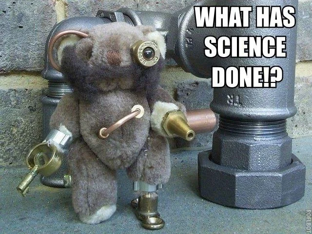 What Has Science Done — Complex mechanical device with pipes and valves.