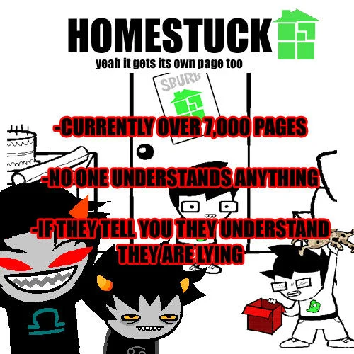 What I Know About — Homestuck informational meme with bullet points about the comic's complexity and length