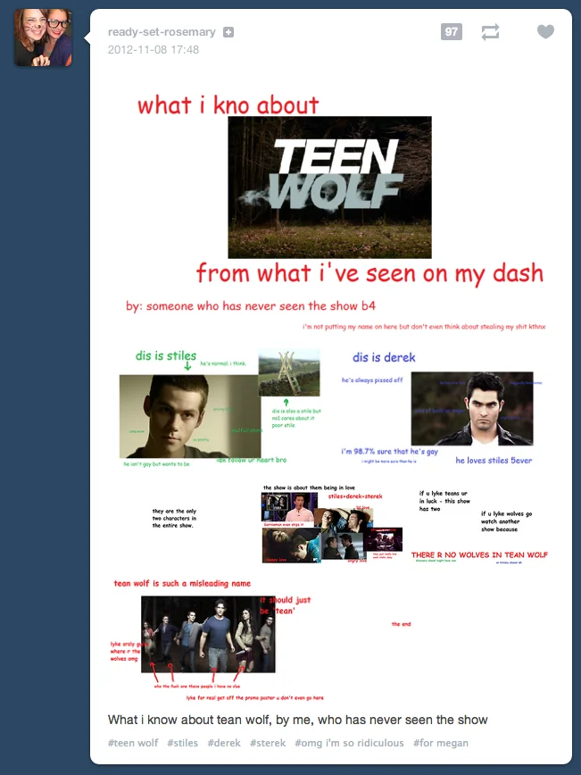 Teen Wolf What I Know About meme with character photos and comedic observations