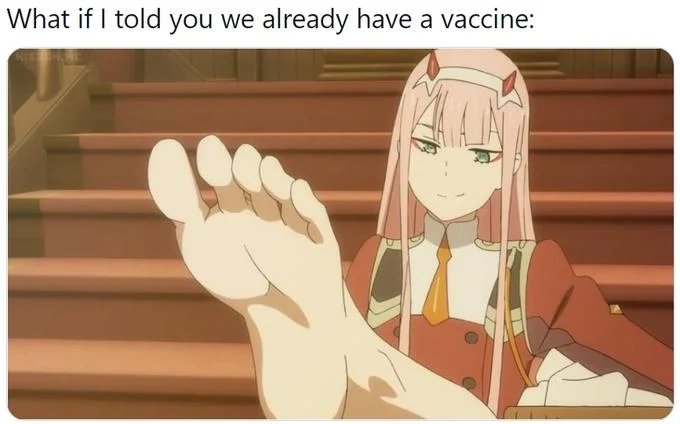 What If I Told You — Anime character with vaccine comparison humor.