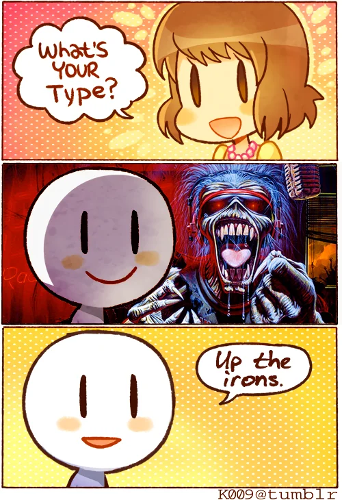 Three-panel meme with anime girl asking 'What's your type?' revealing a purple smiley face in the middle panel, concluding with 'Don't have one.'