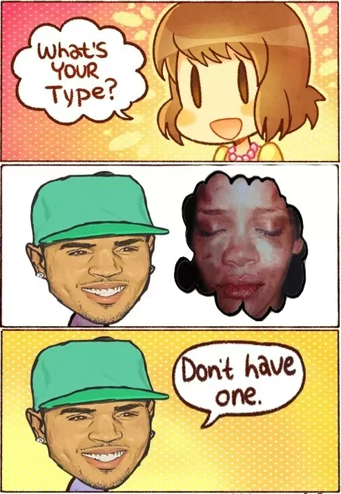 What's Your Type — Three-panel variation of the format featuring a comedic middle panel pairing the purple smiley with a grotesque face.