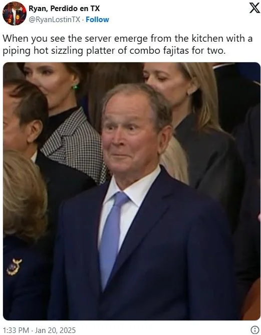 When The Fajitas Come Out Sizzling — Alex Jones turning around in courtroom with caption about sizzling fajitas