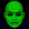 Where Did You Learn To Fly — Bright neon green digital portrait of Skylar, the computer guide character from the 1993 Atari Jaguar game Cybermorph.