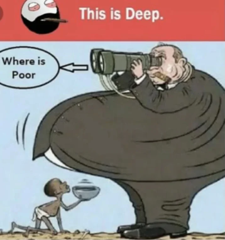 Social media screenshot with caption 'This is Deep.' displayed above the Where is Poor cartoon.
