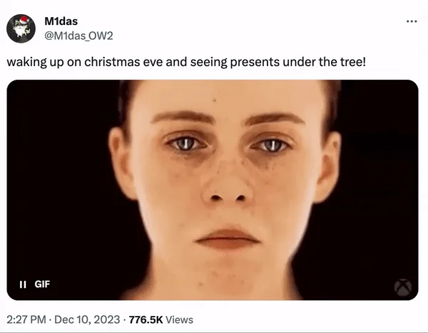 White Woman Scream GIF — Tweet by M1das using the OD white woman GIF about Christmas Eve excitement.