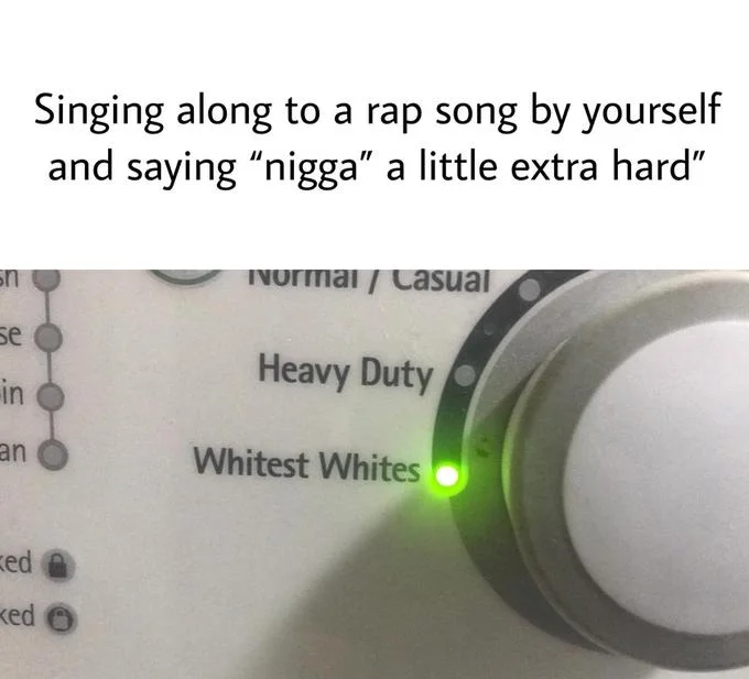'Whitest Whites' meme with caption about singing along to rap songs.