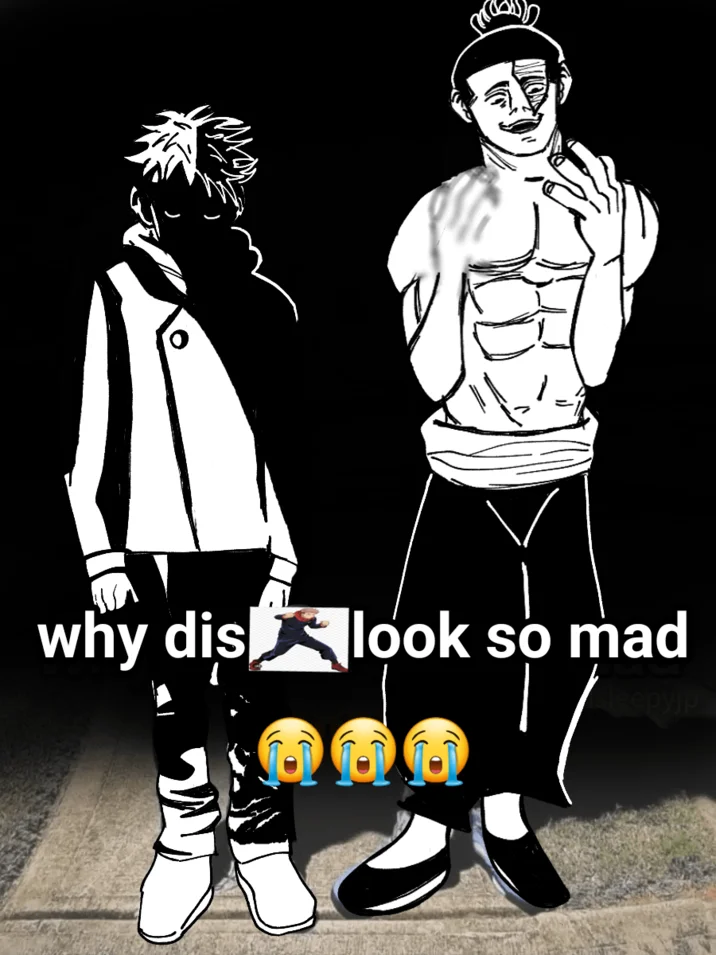 Why Dis Nigga Look So Mad — Monochrome anime sketch redraw of the 'why dis look so mad' meme.