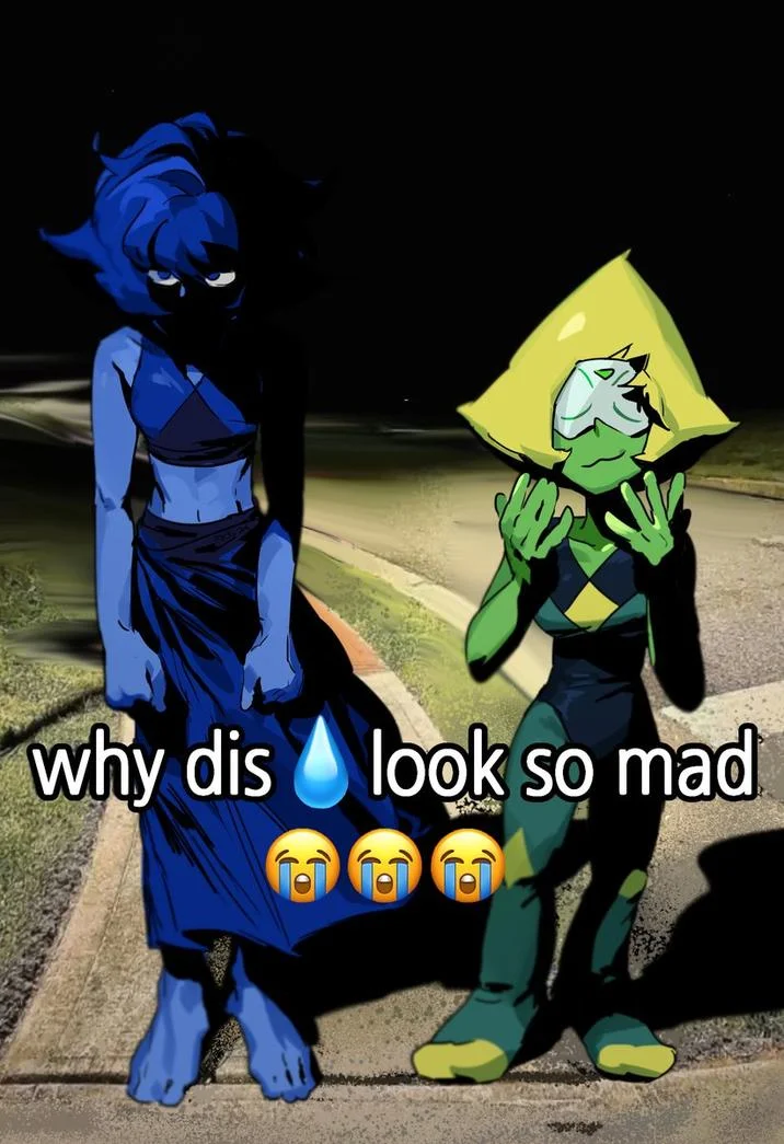 Why Dis Nigga Look So Mad — Steven Universe Lapis and Peridot redraw of the 'why dis look so mad' meme.