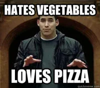 Why I Hate Religion But I Love Jesus — Jefferson Bethke in stone archway with Impact font text 'Hates Vegetables' and 'Loves Pizza'.