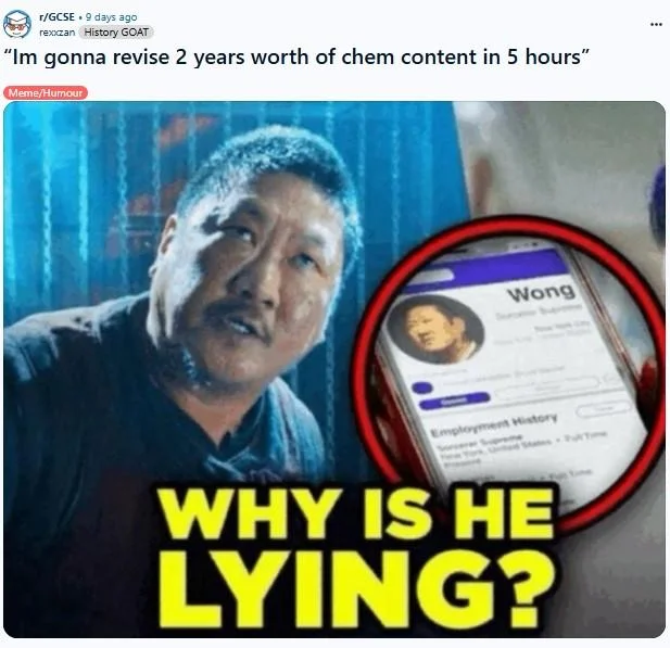 Twitter quote-tweet using the 'Why is he lying?' Wong meme as a reaction to a LeBron James tweet.