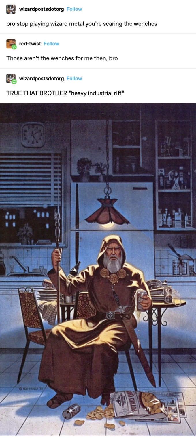 Wizardposting — Tumblr thread about wizard metal with Mattingly kitchen wizard painting