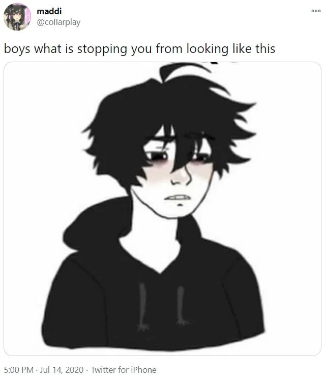 Wojak Doomer — Twitter post featuring Doomer character questioning romantic prospects.