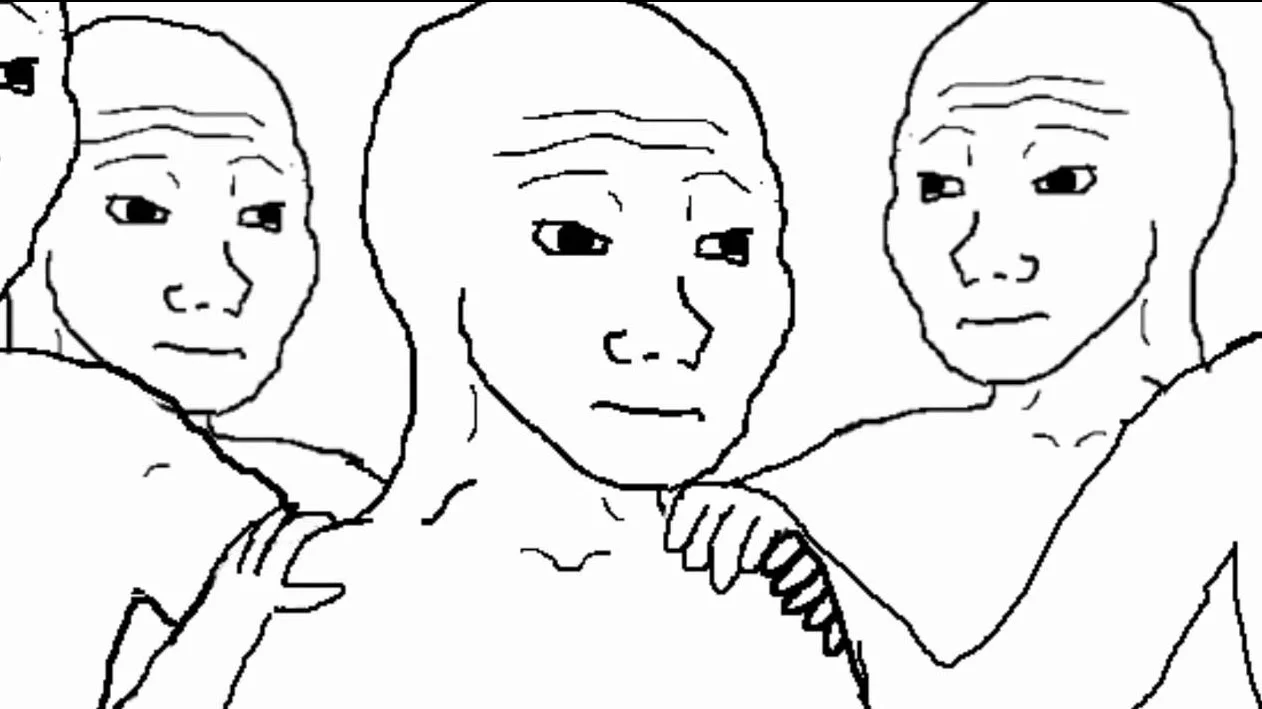 Screenshot of a 4chan greentext post with a small Wojak face and the line 'I'm proud of you, too, Wojak'