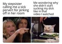 Woman Yelling at a Cat — Small two-panel meme with mature-themed text for adult humor adaptation.