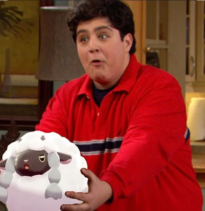 Cute pastel digital art of Wooloo with large shiny eyes and a floating heart
