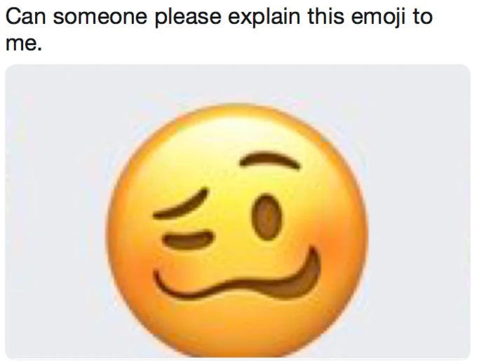 Tweet asking people to explain the Woozy Face emoji