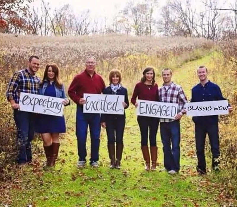 World of Warcraft Classic — Family announcement photo edited to say Classic WoW next to a lone man