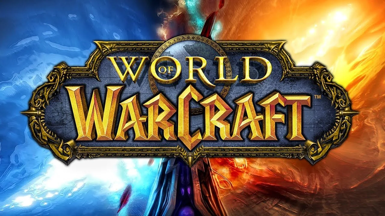 World of Warcraft logo on a blue and orange elemental background