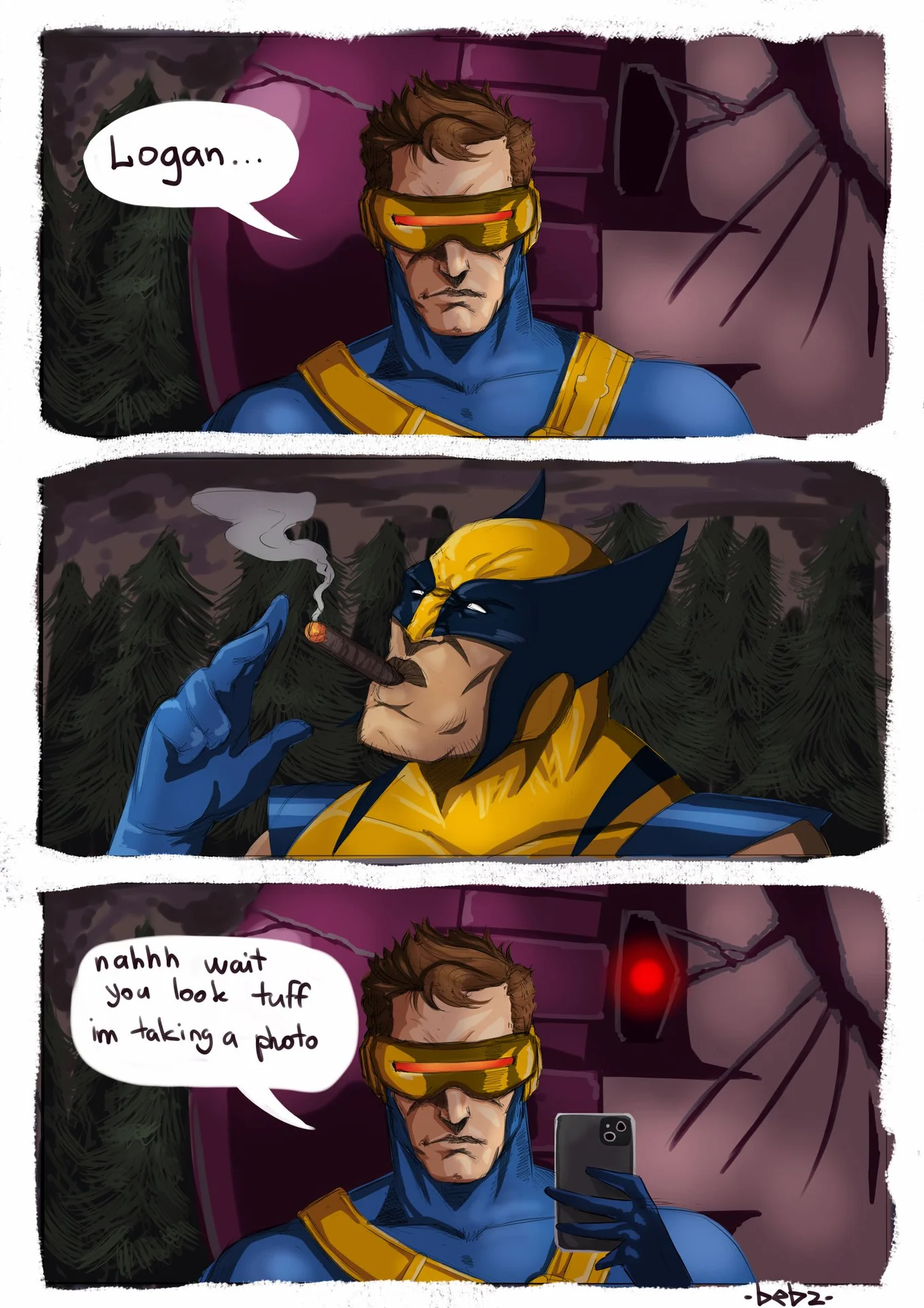 X-Men themed red graphic entry icon