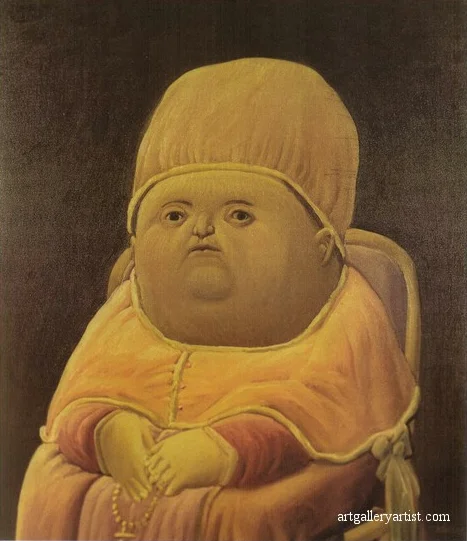 Y Tho — Clean high-quality painting of chubby infant in golden robes with questioning expression.
