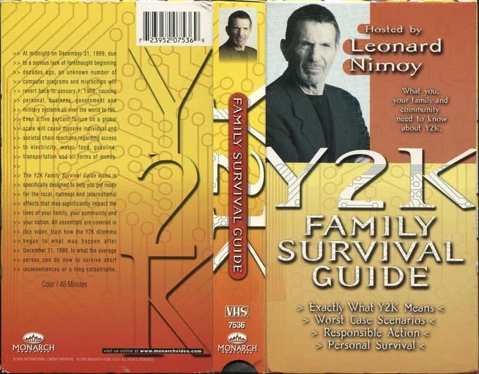 Y2K Bug — VHS cover of Y2K Family Survival Guide hosted by Leonard Nimoy