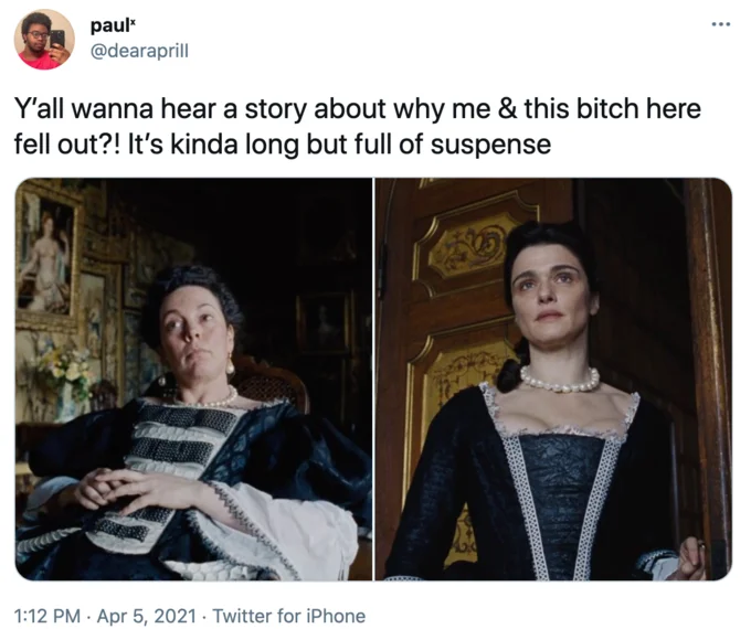 Y'all Wanna Hear A Story About Why Me & This Bitch Here Fell Out?! — Fight Club meme tweet showing Tyler Durden and the Narrator with the Zola 'fell out'