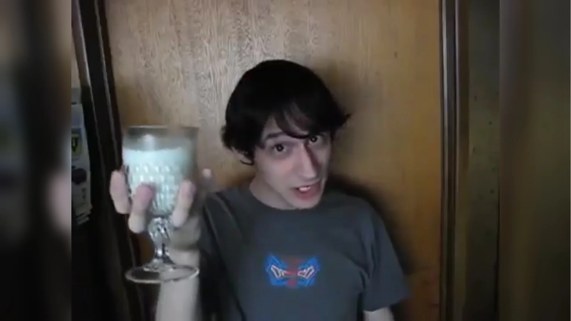 Yanderedev Discord Ban Speedruns — YandereDev holding a glass goblet in a webcam video still