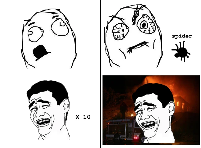 Tiny rage comic thumbnail featuring Yao Ming face reacting to a spider