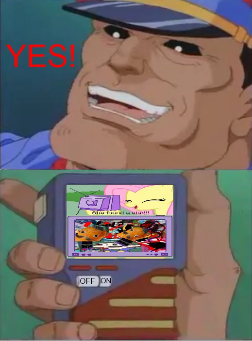 Yes! Yes! — M. Bison YES panel above a device showing My Little Pony brony content