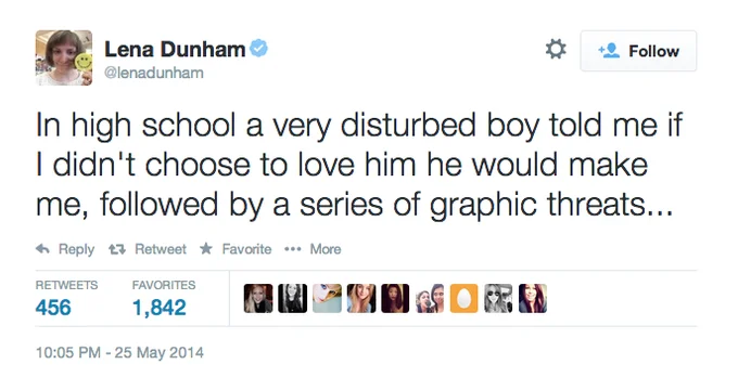 Yesallwomen — Tweet recounting high school threats after romantic rejection.