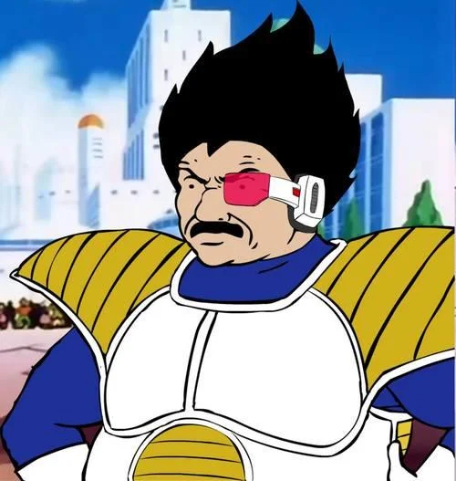 Yo, Fryman! — Yo-Fryman style Vegeta from Dragon Ball Z with scouter and Saiyan armor
