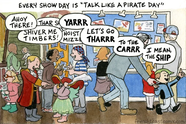 You Are A Pirate — Loose sketch animation of a pirate character crouched on the floor.