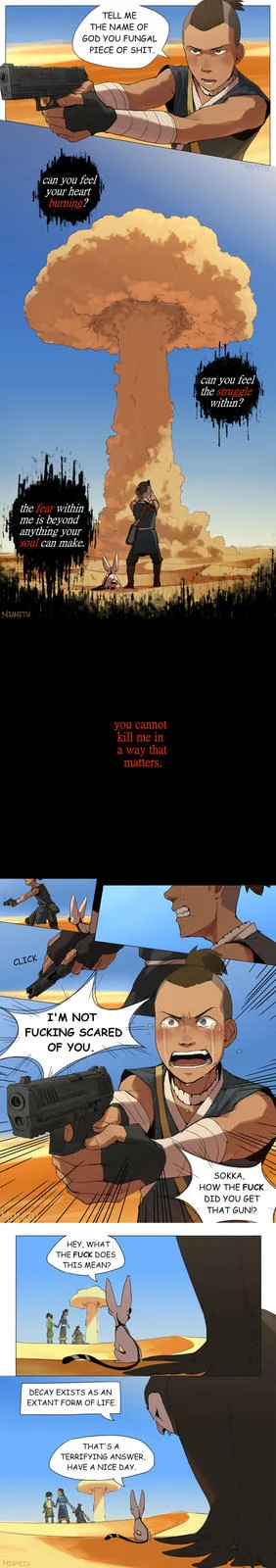 You Cannot Kill Me In A Way That Matters — Comic or manga-style multi-panel artwork with character illustrations and speech bubbles.
