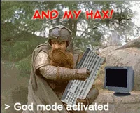You Have My Sword And My Bow And My Axe — Dwarf warrior clutching computer keyboard like weapon with 'AND MY HAX!' text.