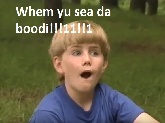 You On Kazoo — Kazoo Kid surprised face with intentionally misspelled lolspeak caption