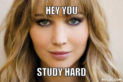 You Should Be Studying — Young woman with direct eye contact and 'I WANT YOU... TO STUDY REAL HARD' text.