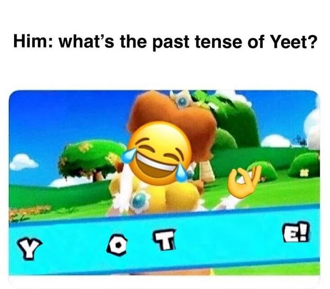 You Won This Hole — Baby Daisy meme with crying-laughing emojis and the banner rearranged to spell 'YOTE!'.