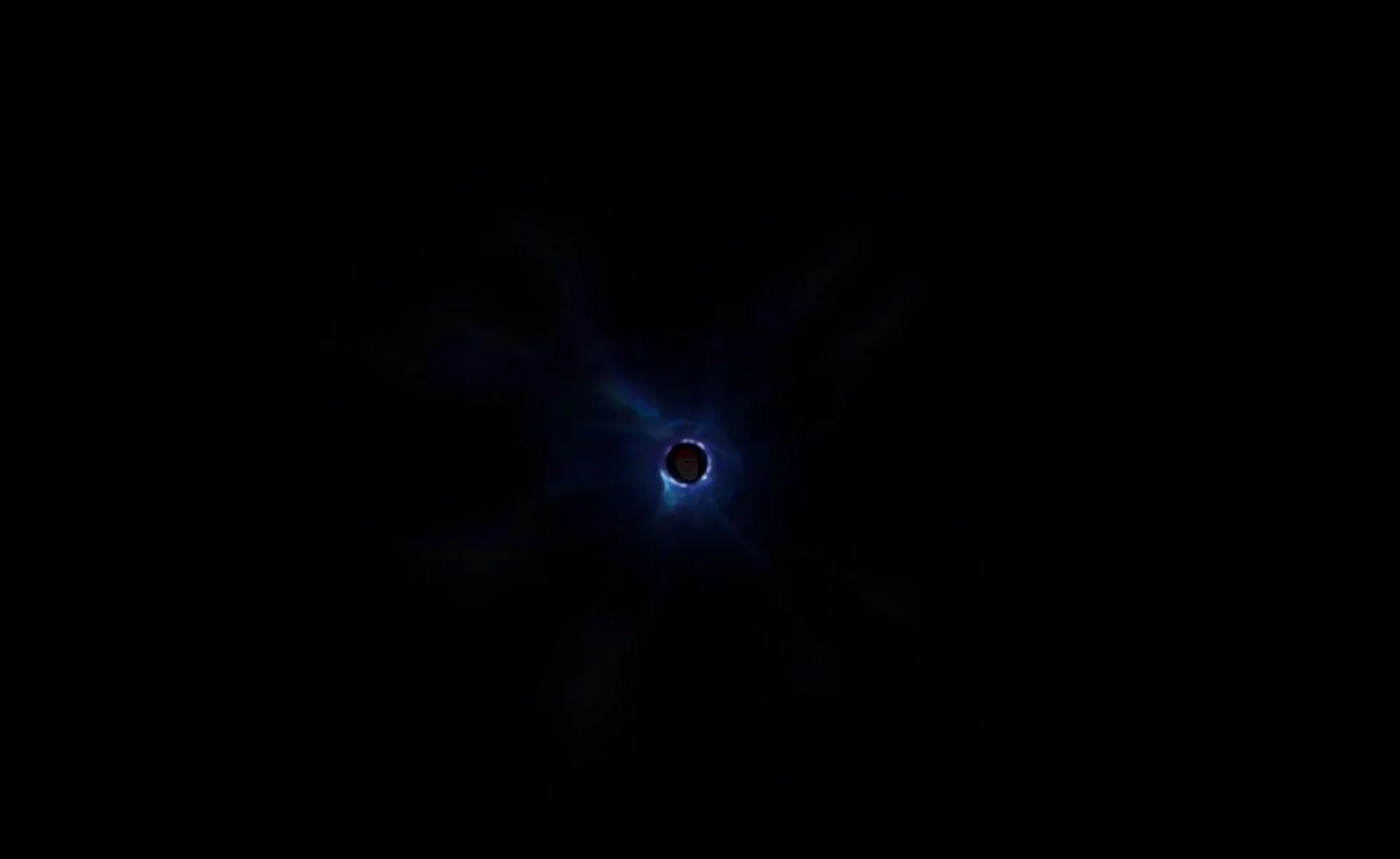 You've Been Gnomed — Dark space scene with the gnome face visible inside a small cosmic portal